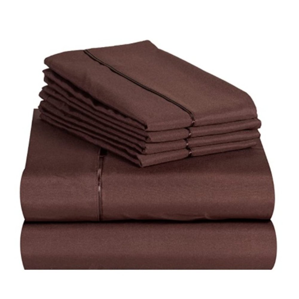 6 PC Sheet Set Bamboo Sheets Deep Pockets 18" Eco Friendly Brown Color